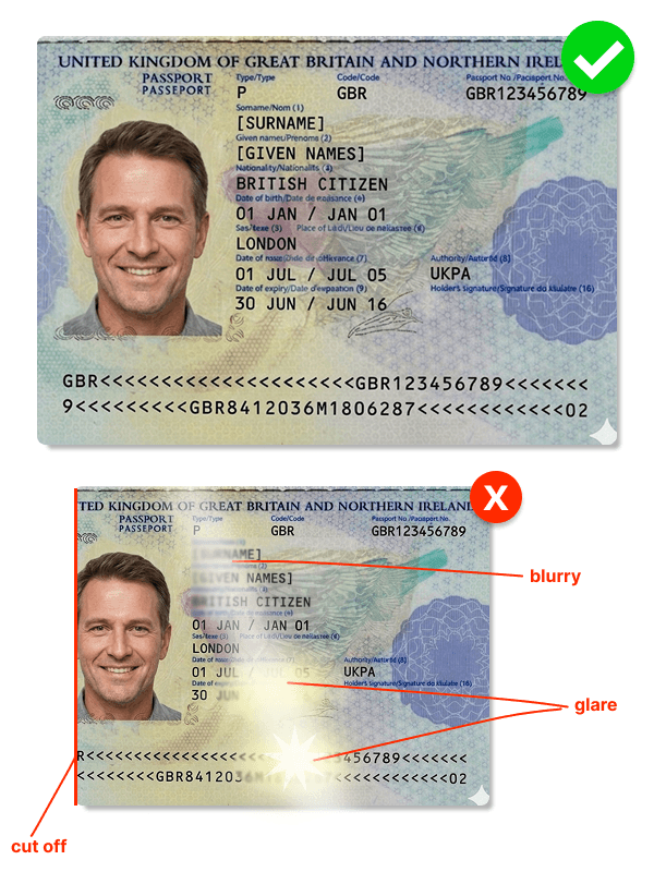 Passport data page example
